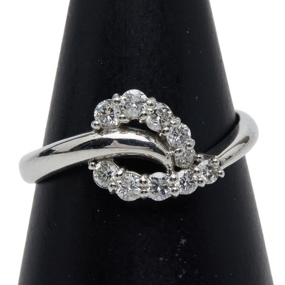 Unbranded Diamond Heart Motif Platinum 900 Ring Silver